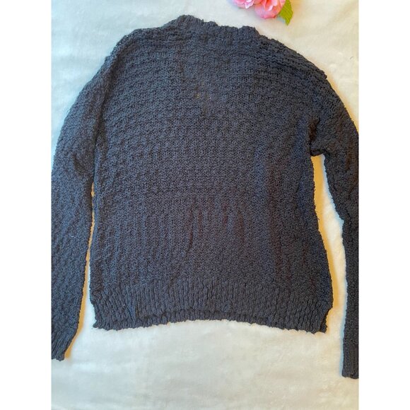 Kimchi Blue Womens Medium Black Textured Knit Sweater Cotton Viscose - Picture 2 of 10